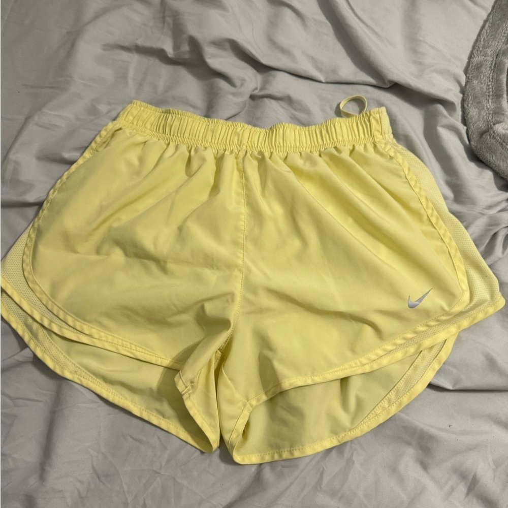 Nike Women's Light Yellow Athletic Shorts